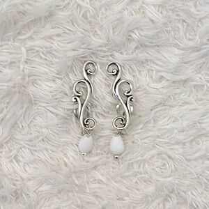 NIB Carolyn Pollack Sterling Silver White Agate Earrings